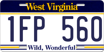 WV license plate 1FP560