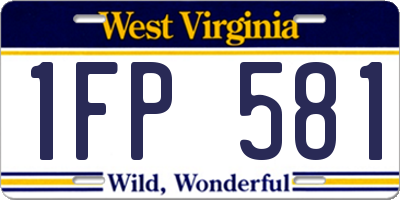 WV license plate 1FP581