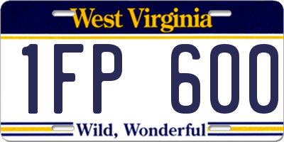 WV license plate 1FP600