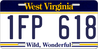 WV license plate 1FP618