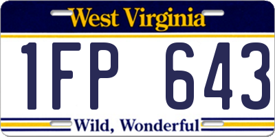 WV license plate 1FP643
