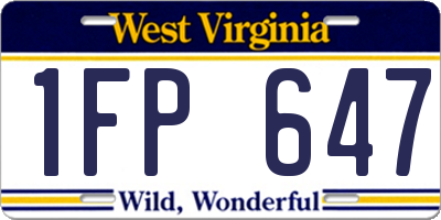 WV license plate 1FP647