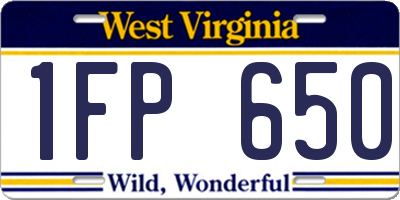 WV license plate 1FP650