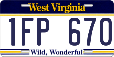 WV license plate 1FP670