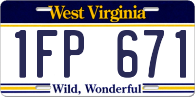 WV license plate 1FP671