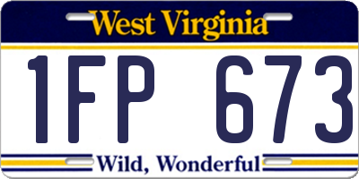 WV license plate 1FP673