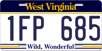 WV license plate 1FP685