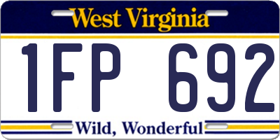 WV license plate 1FP692