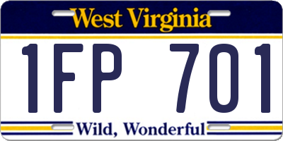 WV license plate 1FP701