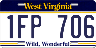 WV license plate 1FP706