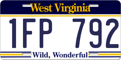 WV license plate 1FP792