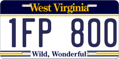 WV license plate 1FP800