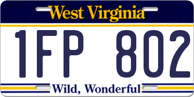 WV license plate 1FP802