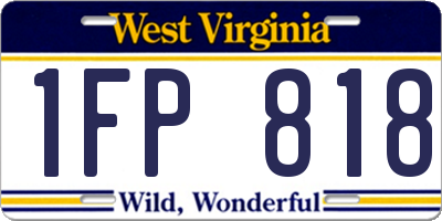 WV license plate 1FP818