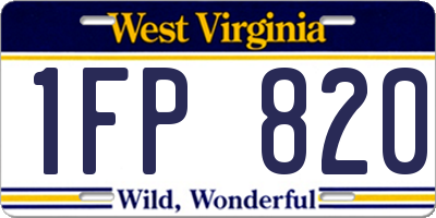 WV license plate 1FP820