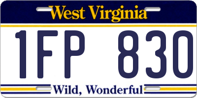 WV license plate 1FP830