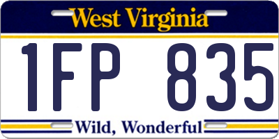 WV license plate 1FP835