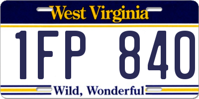 WV license plate 1FP840