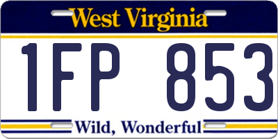 WV license plate 1FP853
