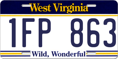 WV license plate 1FP863