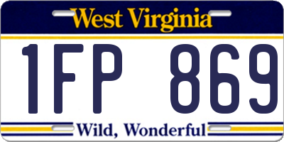 WV license plate 1FP869