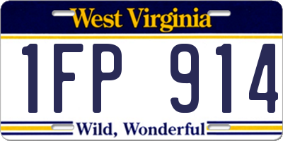 WV license plate 1FP914