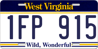 WV license plate 1FP915