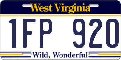 WV license plate 1FP920