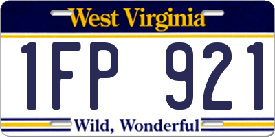 WV license plate 1FP921