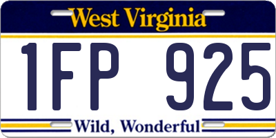 WV license plate 1FP925