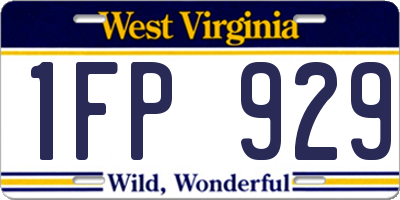 WV license plate 1FP929