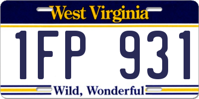 WV license plate 1FP931