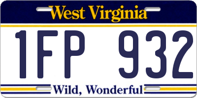 WV license plate 1FP932