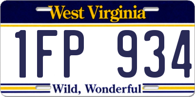 WV license plate 1FP934