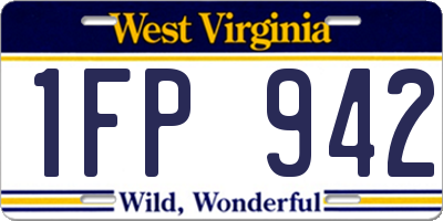WV license plate 1FP942
