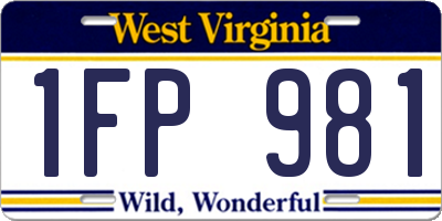 WV license plate 1FP981