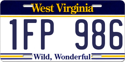 WV license plate 1FP986