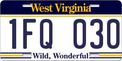 WV license plate 1FQ030