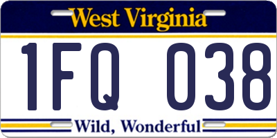 WV license plate 1FQ038