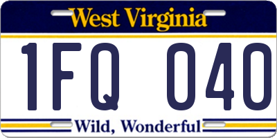 WV license plate 1FQ040