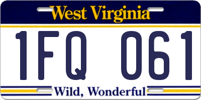 WV license plate 1FQ061