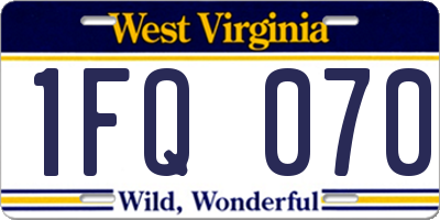WV license plate 1FQ070