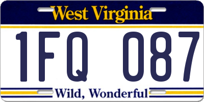 WV license plate 1FQ087