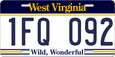 WV license plate 1FQ092