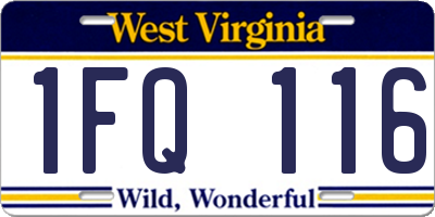 WV license plate 1FQ116
