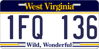 WV license plate 1FQ136