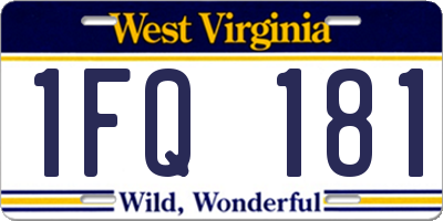 WV license plate 1FQ181