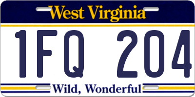 WV license plate 1FQ204