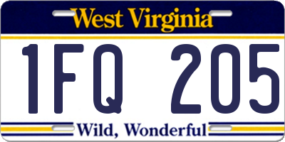 WV license plate 1FQ205