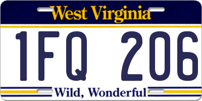 WV license plate 1FQ206